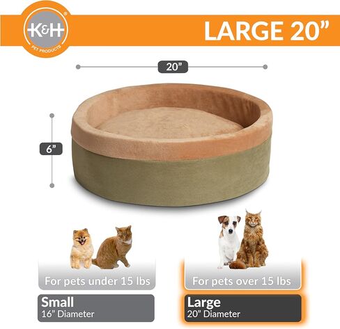 K&H Pet Products Thermo-Kitty Bed Heated Cat Bed Large 20 Inches Sage/Tan in Saudi Arabia