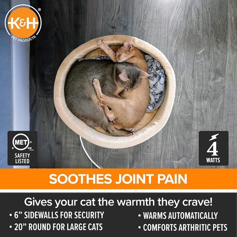 K&H Pet Products Thermo-Kitty Bed Heated Cat Bed Large 20 Inches Sage/Tan in Saudi Arabia