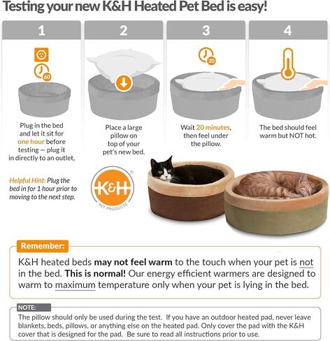 K&H Pet Products Thermo-Kitty Bed Heated Cat Bed Large 20 Inches Sage/Tan in Saudi Arabia