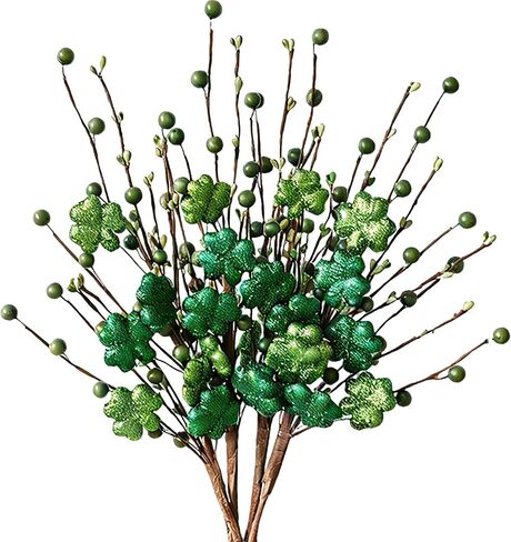 Bibelot 18 Inch ST Patrick’s Day Green Glitter Leaves Wreath, Spring Holiday Party Shamrock Clover Leaf Wreath for Front Door, Green Wreath for Inside and Outside Use in Saudi Arabia
