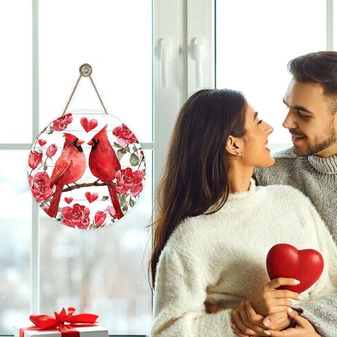 Bolisom Welcome Valentine's Day Love Front Door Sign, Red Hearts Farmhouse Wood Door Hanger Outdoor Outside Porch Decor, Anniversary Wedding Holiday Wooden Wreath Indoor Wall Hanging Decoration in Saudi Arabia