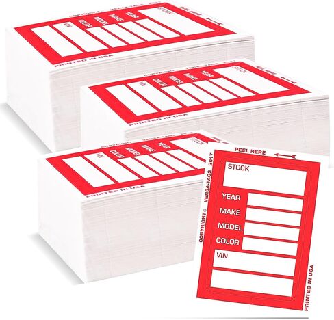 Versa-Tags Red Car Dealer Stock Stickers, 100 Pcs, Improved Design, 3'' x 4'', Made in USA in Kuwait