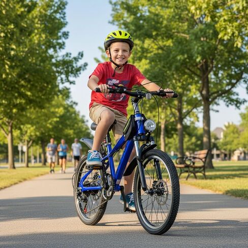 Kids Bike for Boys & Girls Ages 7–12, 20/24 Inch Mountain Bicycle with 7-Speed Gear, Dual Disc Brakes, Suspension Fork, LED Headlight – Youth Bike for Outdoor Riding in Saudi Arabia