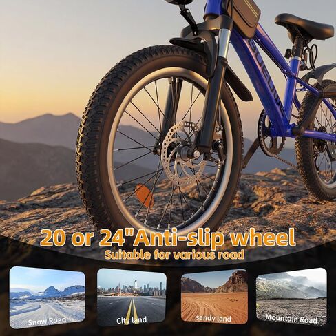 Kids Bike for Boys & Girls Ages 7–12, 20/24 Inch Mountain Bicycle with 7-Speed Gear, Dual Disc Brakes, Suspension Fork, LED Headlight – Youth Bike for Outdoor Riding in Saudi Arabia