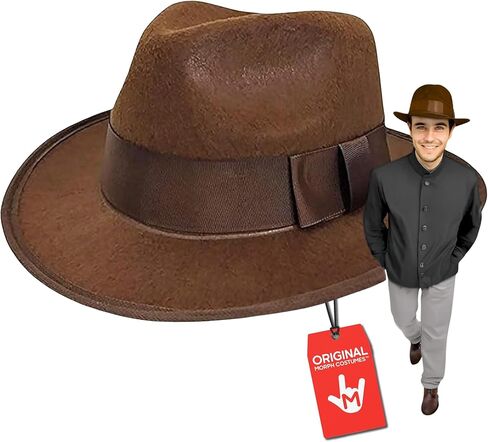 Adult Brown Adventurer Fedora Hat - Mobster Felt Panama Hats - Gatsby Halloween Costume Accessory, Brown, One Size in Saudi Arabia