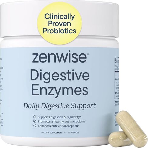 Zenwise Digestive Enzymes - Probiotic Multi Enzymes with Probiotics and Prebiotics for Digestive Health + Bloating Relief for Women and Men, Bromelain and More for Gut Health and Digestion - 180 Count in Kuwait