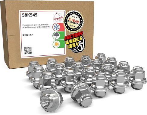 Wheel Accessories Parts 20 Pcs M12 x 1.5 12 x 1.5 Thread OEM Factory Style Lug Nuts Toyota with Washer 1.5" Long Chrome 13/16" 21mm Hex Fits Toyota Camry | Corolla | Highlander 90084-94001 611-211 in Saudi Arabia