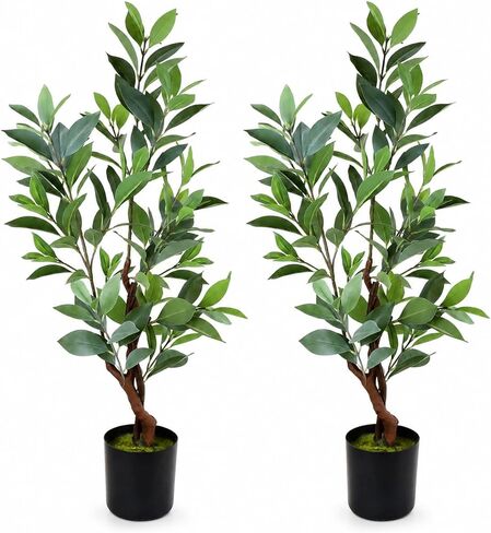 Eucalyptus Artificial Tree, 2pcs Potted Faux Eucalyptus Tree, Artificial Eucalyptus Tree 3FT Tall Fake Eucalyptus Plants Faux Trees in Saudi Arabia