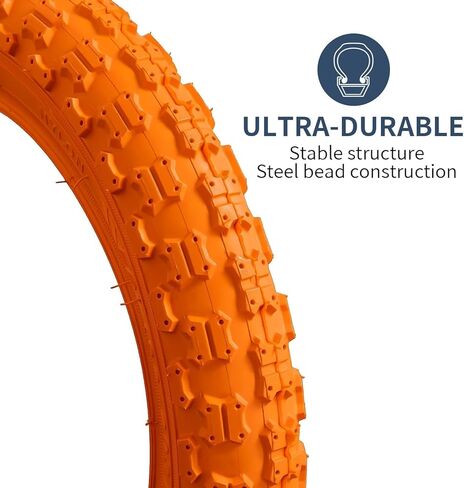 إطارات دراجة الأطفال YunSCM مقاس 12.5 بوصة مقاس 12 ½ X 2 ¼ (62-203) وأنابيب 12.5 بوصة، صمام شريدر مع شريطين حافة متوافق مع إطارات وأنابيب الدراجة مقاس 12.5 × 2.25 12 1/2 × 2 1/4 (برتقالي) in Saudi Arabia
