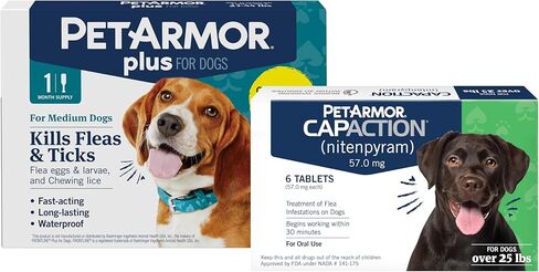 PetArmor CAPACTION (nitenpyram) Oral Flea Treatment for Dogs, Fast Acting Tablets Start Killing Fleas in 30 Minutes, Dogs Over 25 lbs, 6 Doses (Pack of 1) (Packaging May Vary) in Saudi Arabia