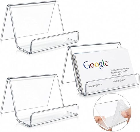 3 pcs Acrylic Business Card Holders, Desktop Transparent Business Card Display Rack, Plastic Business Card Holder, for Placing and Displaying Business Cards, Capacity: 60 Sheets in Saudi Arabia