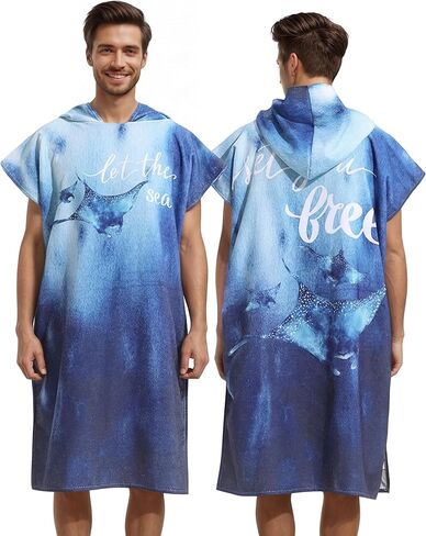 Quick Dry Surf Poncho Changing Towel Robe Hoodie for Adults Men Women,Microfiber Swimming Beach Surfing Diving Home Hot Springs Bathing Parka in Saudi Arabia