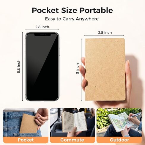 Koogel 16 قطعة من دفاتر كرافت، 3.5 × 5 بوصات جيب دفاتر ملاحظات فارغة ورق صغير للجيب دفتر ملاحظات صغير للمدرسة والمكتب والمنزل وهدايا السفر in Saudi Arabia