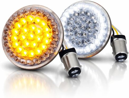 Eagle Lights 8748TS إشارات الانعطاف الأمامية LED مقاس 2 بوصة مع مصابيح تشغيل هالة بيضاء - قاعدة الجيل I / 1157 in Kuwait