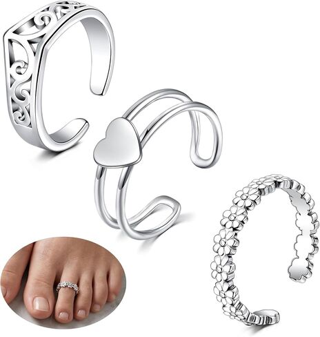 JFORYOU Toe Rings for Women Adjustable Open Toe Rings with Anklet Set CZ Flower Toes Ring for Summer Beach Foot Jewelry in Kuwait