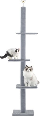 Cat Craft Cat Tree Floor to Ceiling Cat Tower 98-108" Carpet Kitten Tree 5-Tier Scratching Post and Mat Cat Pole for Indoor Cats, Gray in Saudi Arabia