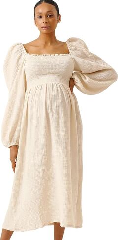 NOTHING FITS BUT Women’s Maternity Dress, Classic Nursing Aoi Dress, Soft Muslin Nursing Dress, Ideal for Baby Shower in Saudi Arabia