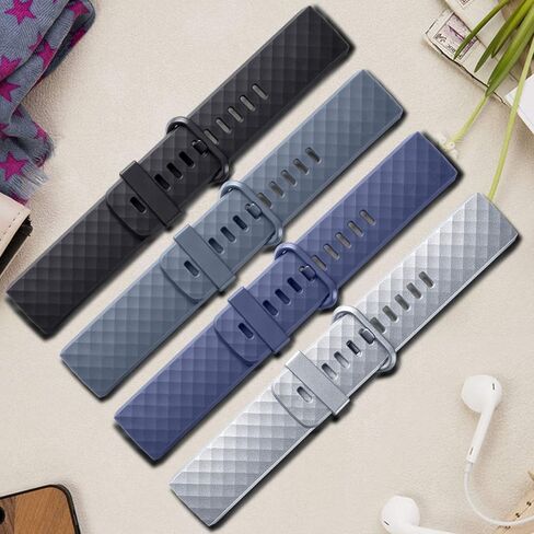 4 قطع من أساور Tobfit المتوافقة مع Fitbit Charge 4 / Fitbit Charge 3 / Charge 3 Se، أساور معصم بديلة من السيليكون للنساء والرجال in Saudi Arabia