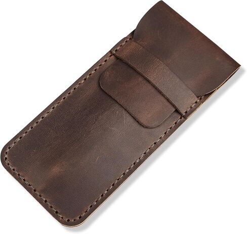 DK86 Genuine Leather Pen Case Holder Fountain Multi Pens Pouch Pen Protective Sleeve Cover - Large Coffee in Kuwait