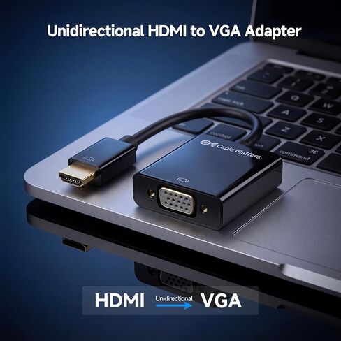 كابل مهم لمحول HDMI إلى VGA (محول HDMI إلى VGA/محول VGA إلى HDMI) باللون الأسود in Kuwait