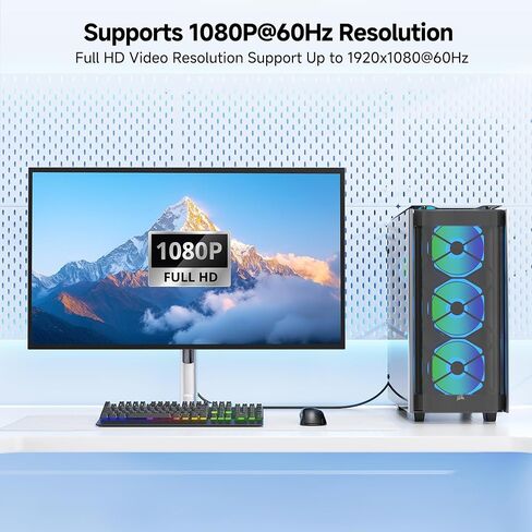 كابل مهم لمحول HDMI إلى VGA (محول HDMI إلى VGA/محول VGA إلى HDMI) باللون الأسود in Kuwait
