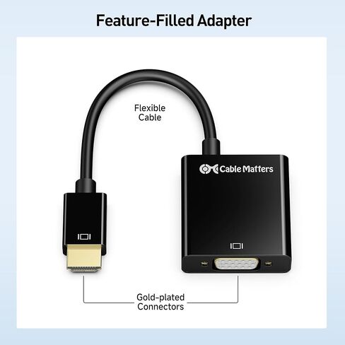 كابل مهم لمحول HDMI إلى VGA (محول HDMI إلى VGA/محول VGA إلى HDMI) باللون الأسود in Kuwait