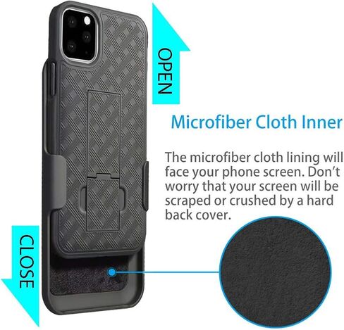 Compatible for iPhone 12 / iPhone 12 Pro Holster Case,Combo Shell & Holster Case - Anti Slip Slim Shock Proof Shell Case Built-in Kickstand, Swivel Belt Clip Holster - Black in Saudi Arabia