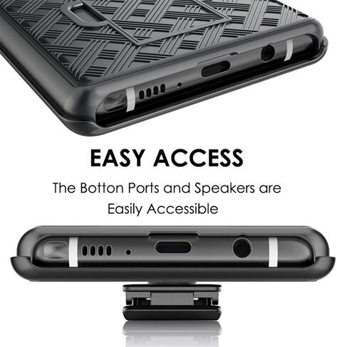 Compatible for iPhone 12 / iPhone 12 Pro Holster Case,Combo Shell & Holster Case - Anti Slip Slim Shock Proof Shell Case Built-in Kickstand, Swivel Belt Clip Holster - Black in Saudi Arabia