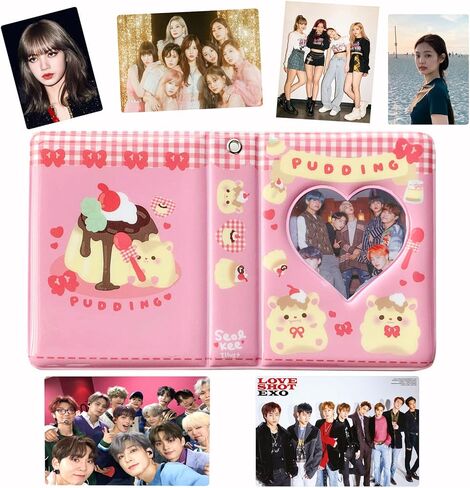 Mini Photo Album 3 Inch Love Heart Hollow Kpop photocard Binder Name Card Book Photo Album Instax Scrapbook Album Collect Book Card Photocard ID Holder 40 Pockets (Black) in Saudi Arabia