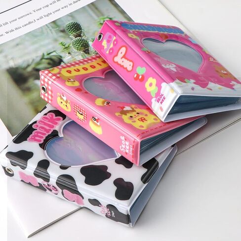 Mini Photo Album 3 Inch Love Heart Hollow Kpop photocard Binder Name Card Book Photo Album Instax Scrapbook Album Collect Book Card Photocard ID Holder 40 Pockets (Black) in Saudi Arabia