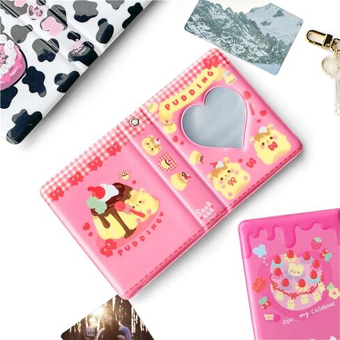 Mini Photo Album 3 Inch Love Heart Hollow Kpop photocard Binder Name Card Book Photo Album Instax Scrapbook Album Collect Book Card Photocard ID Holder 40 Pockets (Black) in Saudi Arabia
