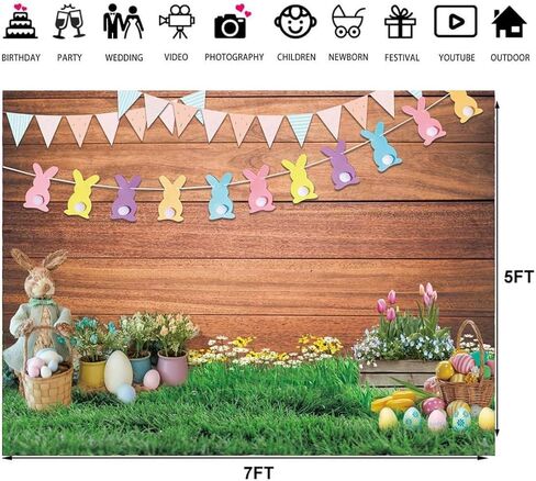 LTLYH 7x5ft عيد الفصح التصوير خلفية عيد الفصح صور الخلفيات الربيع عيد الفصح حديقة البيض العشب الأخضر الملونة خوخه الديكور خلفية 132 in Saudi Arabia