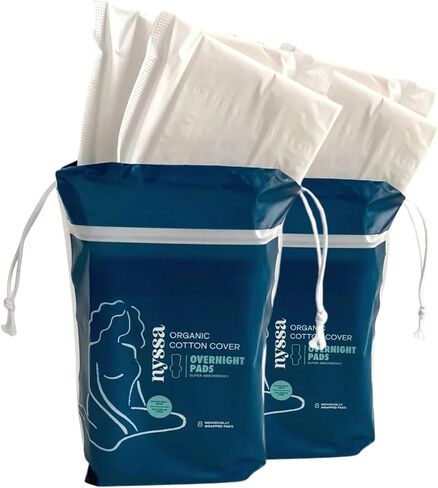 Nyssa Organic Cotton Cover Regular Absorbency Pads, for Teens & Adults, 3x12-Pack (36 Pads), FSA/HSA Eligible in Saudi Arabia