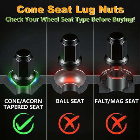 Lug Nuts Chrome 24 Pack - M14x1.5 Conical Seat - Extended Spline - Fits 8 Lug Aftermarket Wheels - Includes 2 Socket Keys - Compatible with Ford, Ram,SAAB in Saudi Arabia
