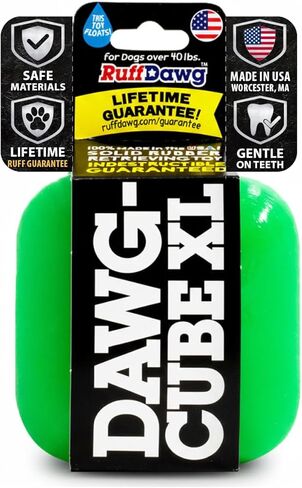 Ruff Dawg Indestructible Dawg-Cube XL Dog Toy - Crazy Bouncing Toy, Retrieving, Fetch, Made in The USA, Floats, 3.5 inches Square, Large Dogs Over 40 lbs in Kuwait