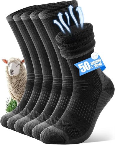 Merino Wool Hiking Socks for Men & Women Performance Thermal Winter Warm Boot Work Cushion Socks 3 Pairs in Saudi Arabia