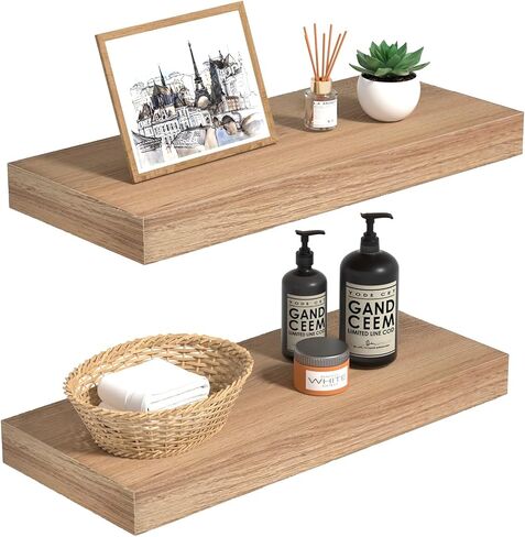 INHABIT UNION White Floating Shelves for Wall-24in Wall Mounted Display Ledge Shelves Perfect for Bedroom Bathroom Living Room and Kitchen Decoration Storage in Saudi Arabia