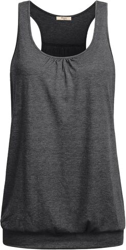 Miusey Womens Sleeveless Round Neck Loose Fit Racerback Yoga Tank Top in Kuwait