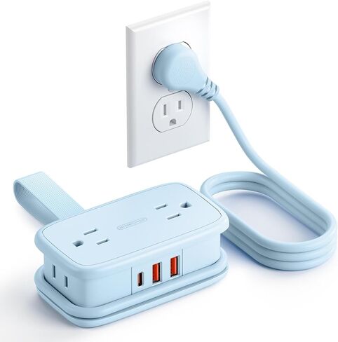 شريط طاقة للسفر مع USB C، NTONPOWER 4 منافذ 3 USB (1 USB-C)، سلك تمديد مسطح بطول 4 أقدام مع منافذ USB C، قابس مسطح لشريط الطاقة المحمول، صغير الحجم لأساسيات الرحلات البحرية في الفنادق، أبيض in Kuwait