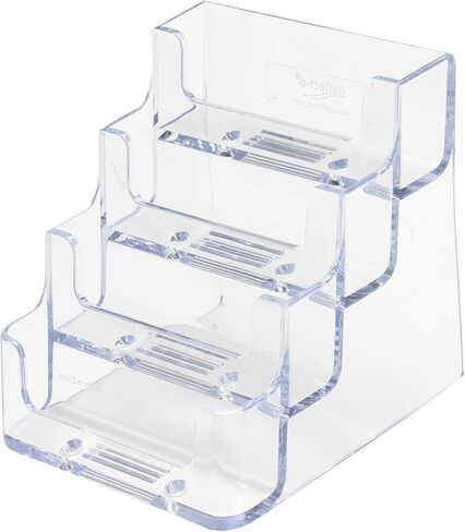 Deflecto Business Card Holder Display, Multi-Compartment, 3-7/8"W x 3-1/2"H x 4-1/8"D, 4 Compartments, Clear (70841) in Saudi Arabia