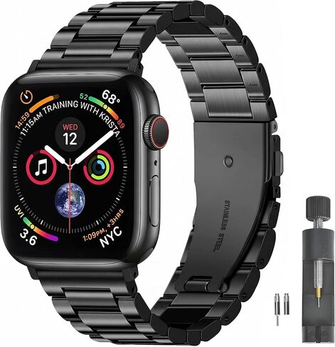 أساور بديلة لساعة Apple 38 مم السلسلة 3 2 1 40 مم السلسلة 6 5 4 SE 41 مم السلسلة 7 8 9، سوار ساعة iWatch iPhone من الفولاذ المقاوم للصدأ درجتين للرجال والنساء (38 مم/40 مم/41 مم، فضي/ذهبي) in Saudi Arabia