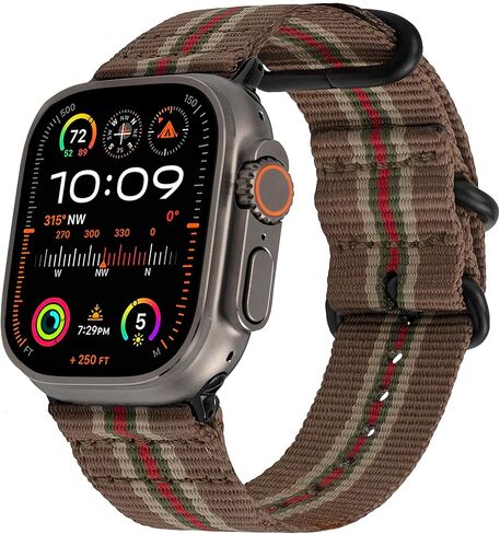 Hiking Trail Nylon Band | The Original Rugged Compatible with Apple Watch Band for Men & Women - Soft, Breathable, Woven Water-Resistant Nylon Mens iWatch Strap | Fits Ultra 2 & Ultra 49mm 46mm 45mm 44mm Series 10 & All Models (Black) in Saudi Arabia
