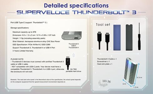 TEKQ [معتمد من Intel] Thunderbolt 3 SSD خارجي محمول، يعمل بالحافلة، (متوافق مع أجهزة Thunderbolt 4 وUSB 4) (1 تيرابايت) in Saudi Arabia