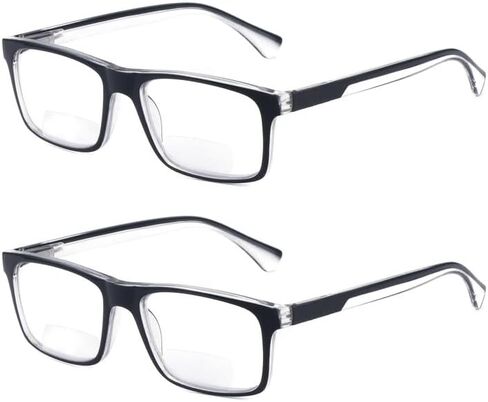 Missfive 2-Pack نظارات قراءة تقدمية خفيفة متعددة التركيز للرجال، حجب الضوء الأزرق، مفصلات زنبركية متعددة البؤر، قارئات ثلاثية البؤر بدون خط، نظارات سوداء (مساحة عمل للمدى القريب، 2.5) in Saudi Arabia