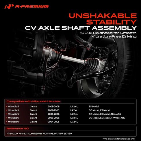 مجموعة عمود محور السيرة الذاتية الممتازة متوافقة مع Mitsubishi Galant 2004-2009 L4 2.4L، جانب السائق الأيسر الأمامي، استبدال # MR580729 in Kuwait