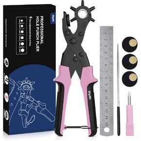 Diyife® Professional Leather Hole Puncher، مجموعة كاملة من أدوات الثقب للحزام، وحزام الساعة، والأحذية، والحرف اليدوية، وأشرطة حقيبة اليد، والنسيج، مع ألواح ثقب إضافية ومسطرة، وأحجام متعددة الفتحات - أزرق in Kuwait