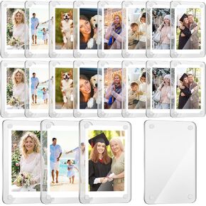 24 Pcs Acrylic Mini Magnetic Photo Frames for Refrigerator 2 x 3, Double Sided Fridge Magnetic Picture Frame Clear Magnetic Photo Frames Display Frame for Film Photos Cards Stamp, 2.36 x 3.54 Inch in Saudi Arabia