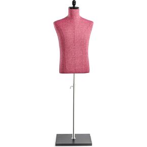 Male Display Dress Form Mannequin in Natural Canvas on Modern Wood Flat Square by TSC-Medium-Black in Kuwait
