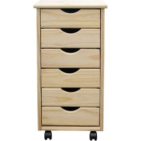 Adeptus Original Roll Cart, Solid Wood, 6 Drawer Narrow Drawers Roll Carts, Black in Kuwait