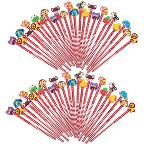 Etmact 50 Pack Assorted Colorful Cartoon Animal Pencil With Erasers, Fun Pencils For Kids, Bulk Pencils With Animal Eraser Toppers,Party Favor Pencils For Kids Novelty Pencils in Saudi Arabia
